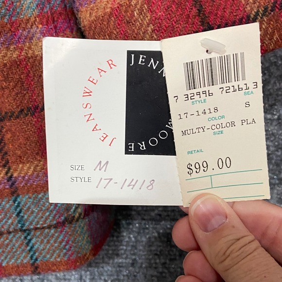Vintage Jennifer Moore Blazer Women's Medium Multi-Color Plaid Wool Blend Jacket - Picture 10 of 11